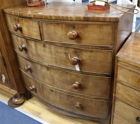 A Victorian mahogany bow-fronted five-drawer chest 107cm.